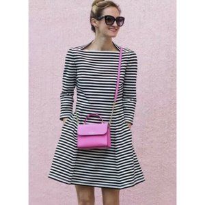 Kate Spade Broome Street Everyday Shift Fit Flare Dress Stripe Black White XL